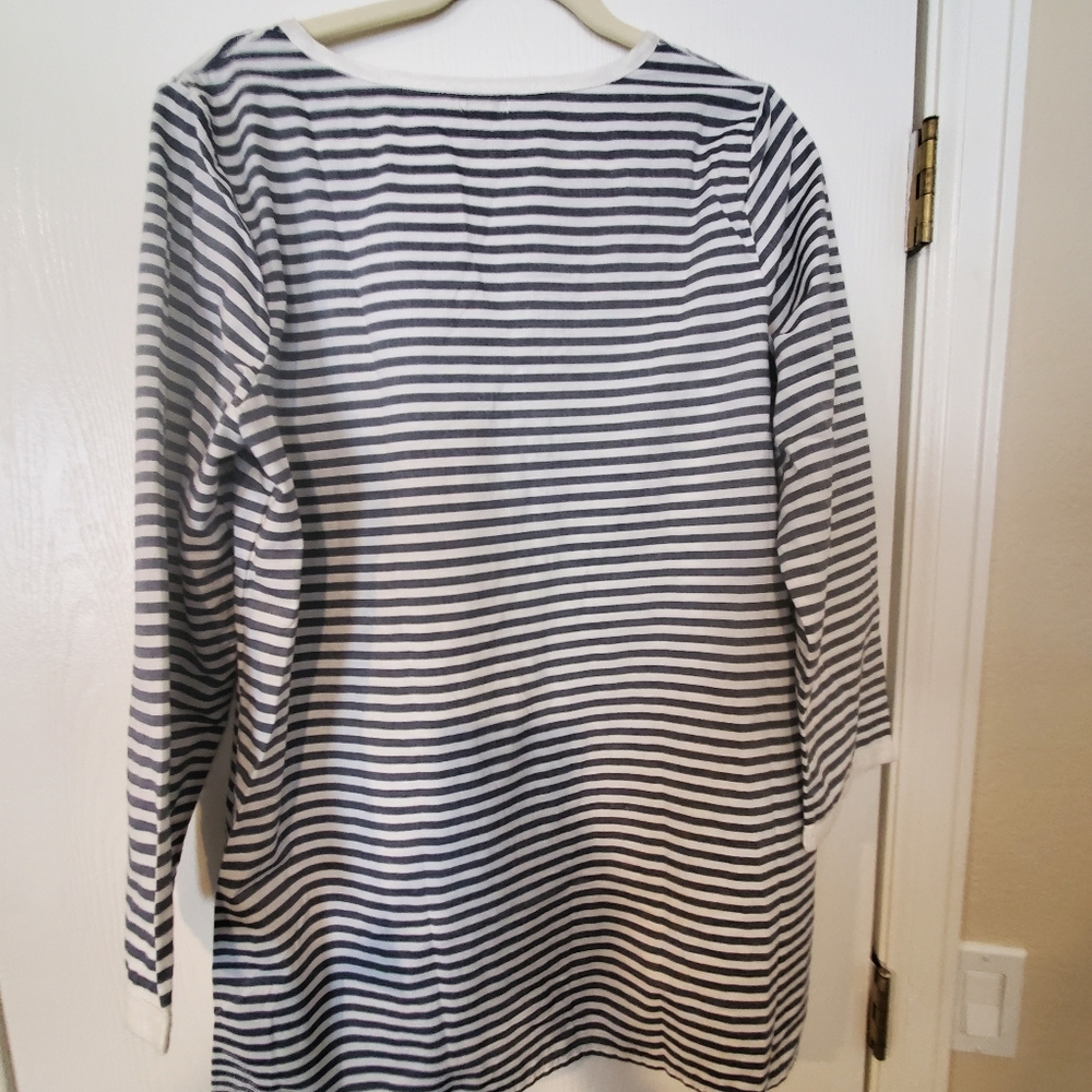 J. Crew Factory Navy Striped Cotton Tunic Sz L - Picture 2 of 4